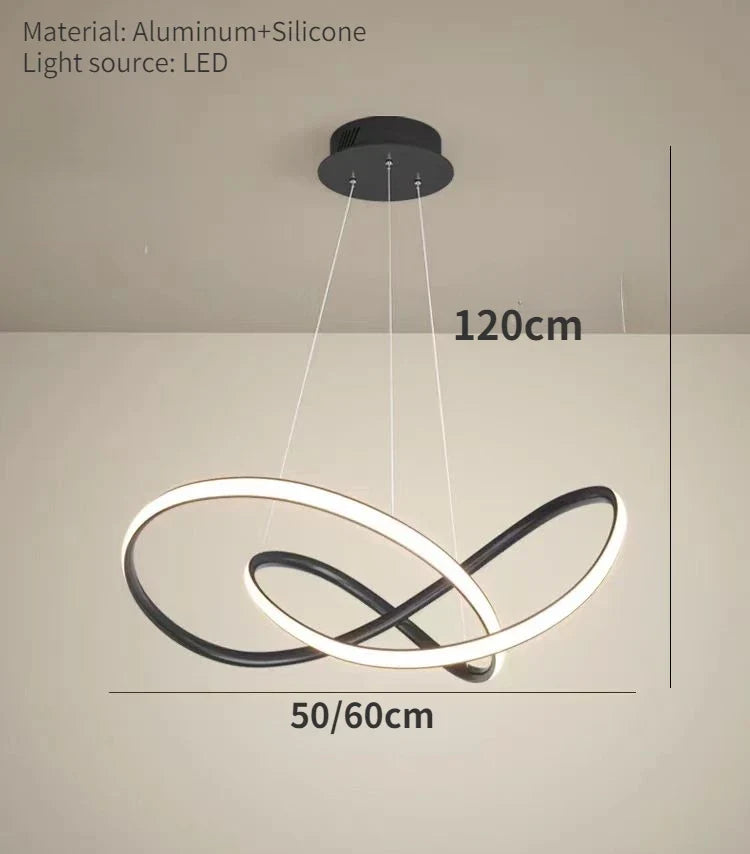 suspension LED torsadée design nordique intensité variable