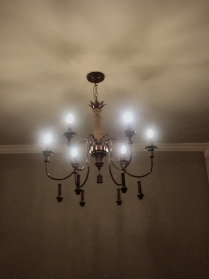lustre industriel en résine antique avec bougeoirs à led