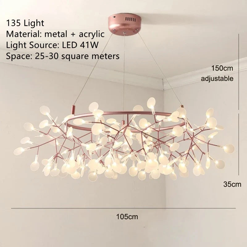 lustre led moderne avec branches rondes pour suspension