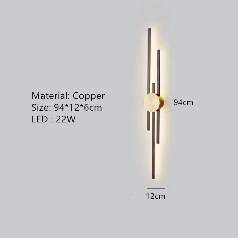 applique murale led minimaliste en laiton pour restaurant
