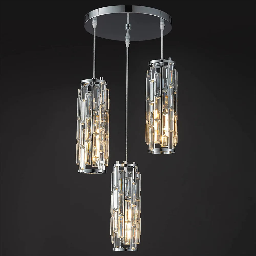 lustre en cristal noir à trois têtes pour restaurant et cuisine