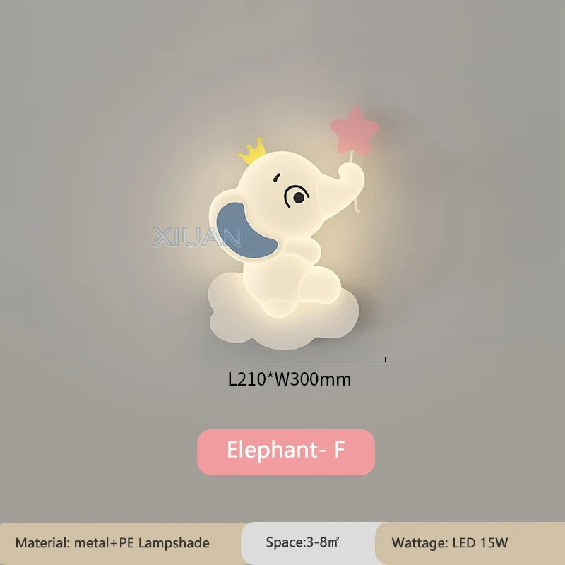 applique murale créative en forme d'éléphant pour éclairage intérieur