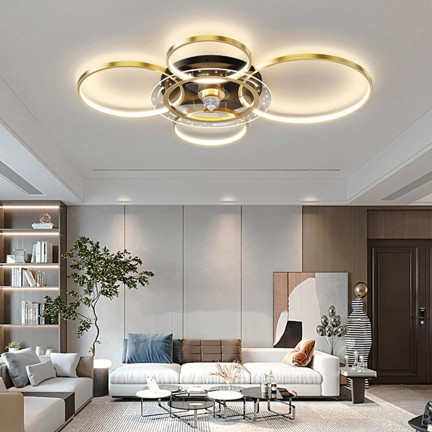 Plafonnier design avec des cercles à LED