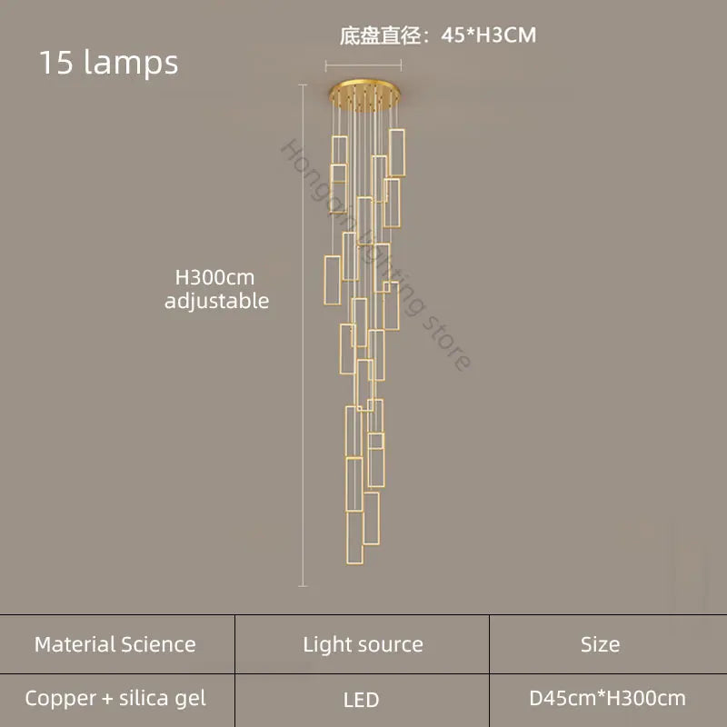 lustre moderne en cuivre avec éclairage LED design élégant