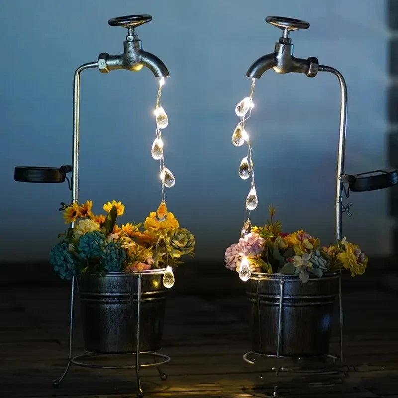 lampes solaires pour robinet d'arrosage décoration jardin extérieur