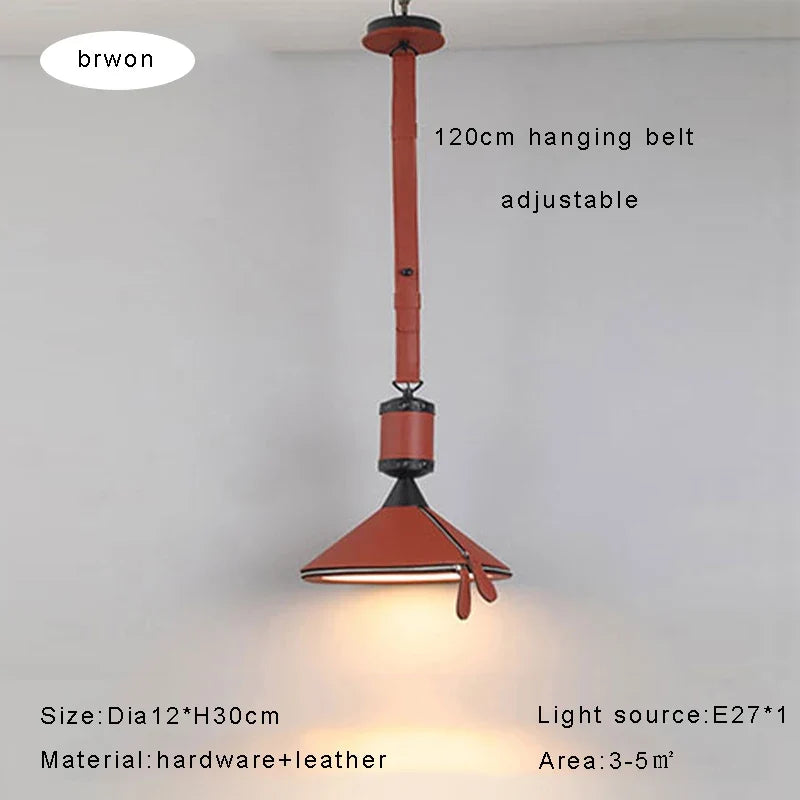 lustre led moderne avec ceinture en cuir décoration intérieure élégante