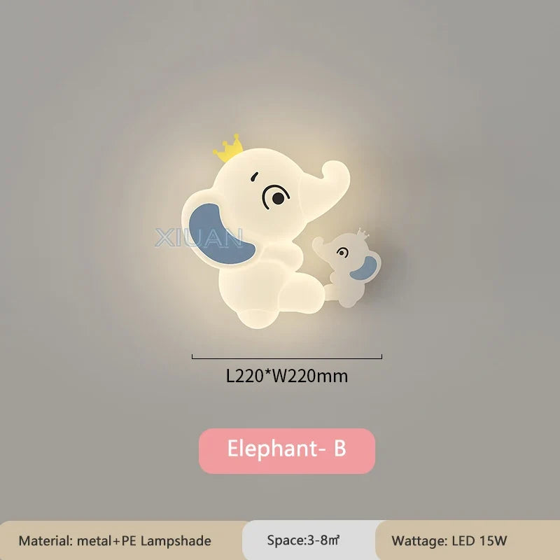 applique murale créative en forme d'éléphant pour éclairage intérieur