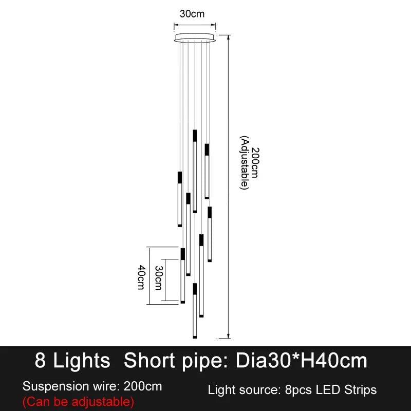 Modern luxury staircase LED pendant lights, duplex living room and attic lighting, restaurant decoration, hanging pendant lights