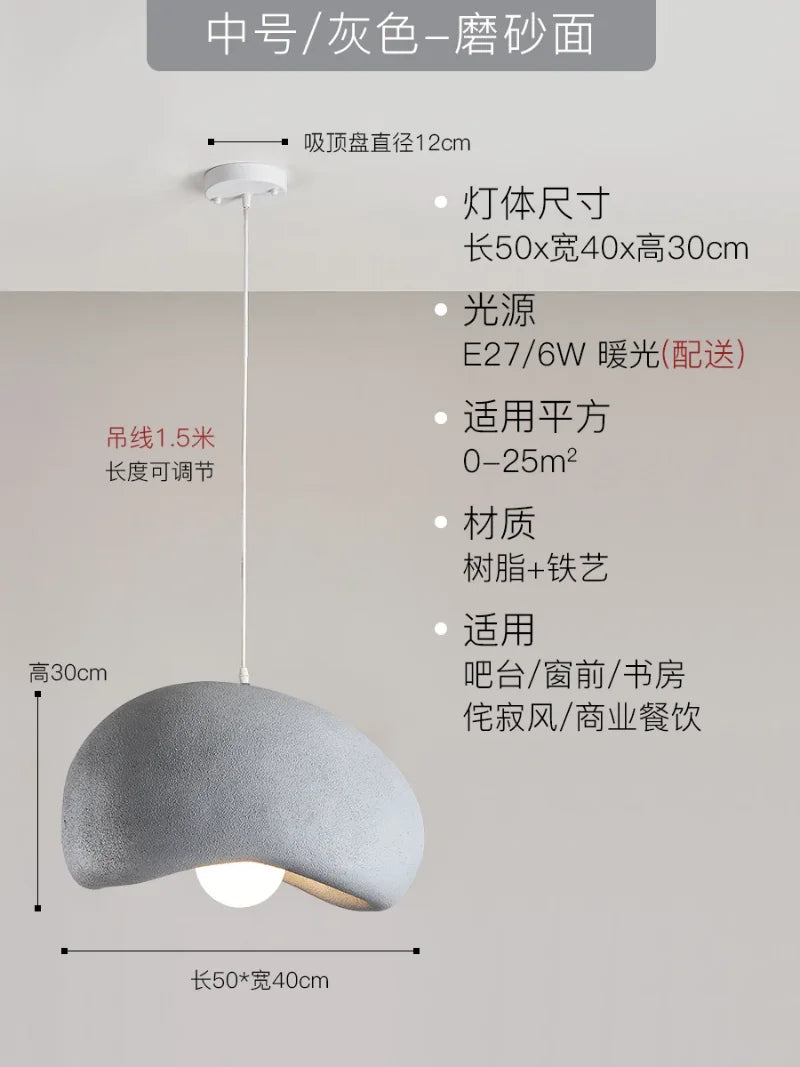 suspension led wabi-sabi nordique en résine pour café loft