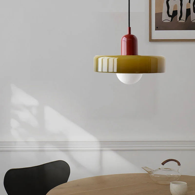 lustre moderne suspendu en verre coloré pour intérieur
