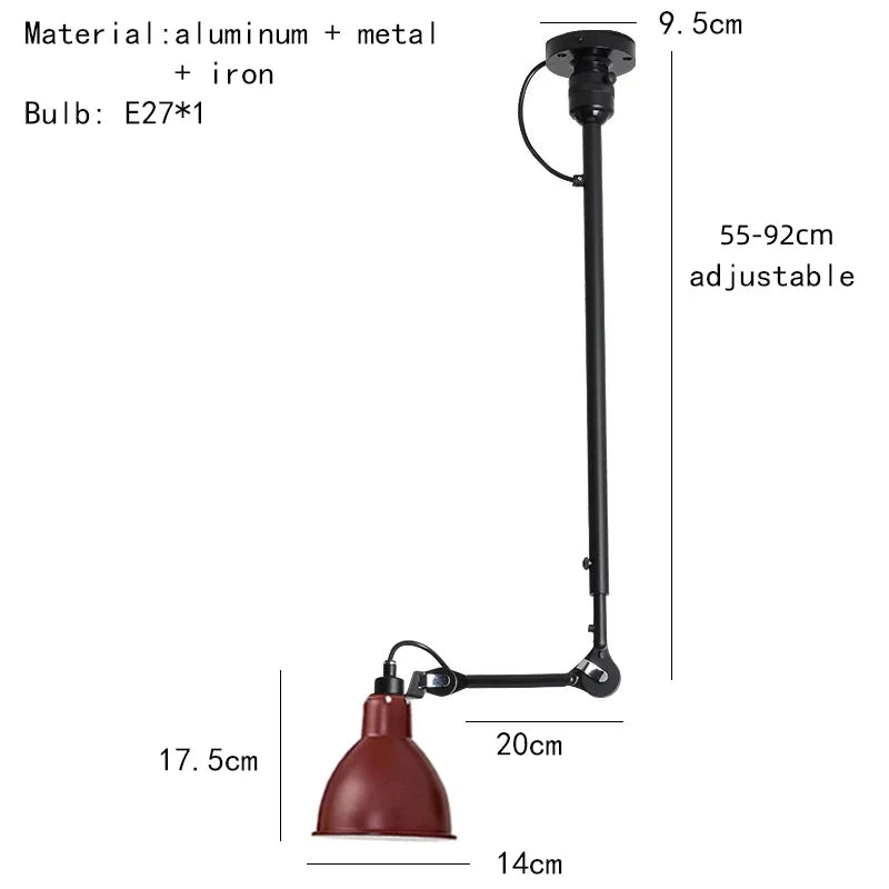 lustre rétro style américain avec abat-jour réglable en longueur
