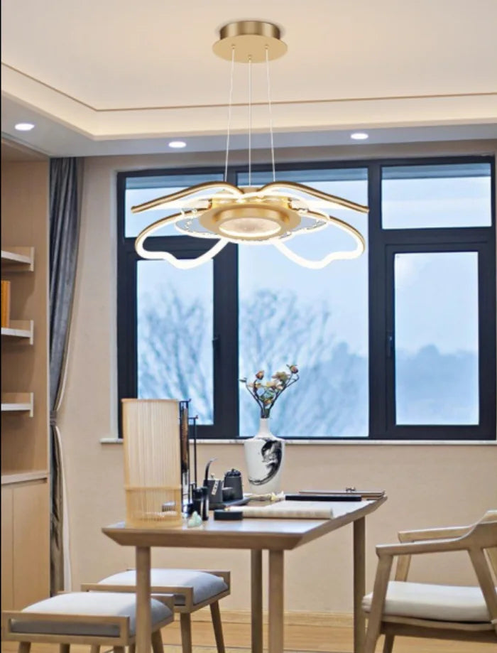 2023 Modern LED Chandelier Fixtures New Chinese Style Ceiling Fan Simple Rose Gold Living Room Chandelier