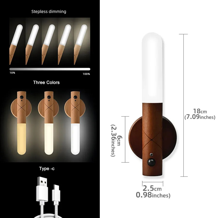 lampe led usb rechargeable bois sans fil