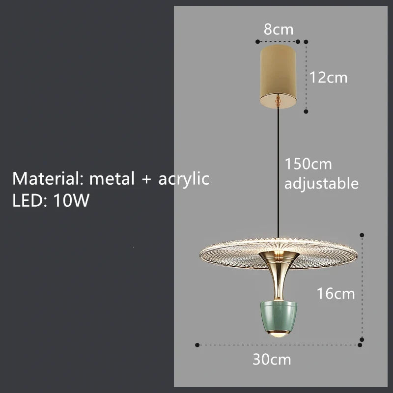 suspension led rond acrylique avec cordon réglable
