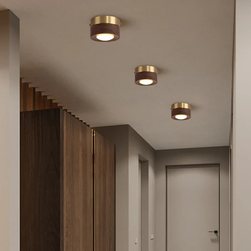 plafonniers en noyer et frêne led pour éclairage décoratif