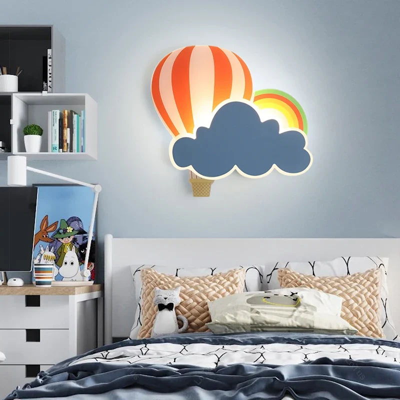 applique murale led nuage de ballons à air chaud pour enfants