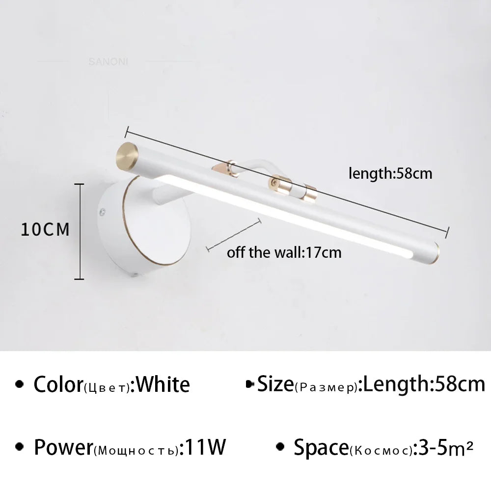 applique miroir à led moderne éclairage minimaliste rétractable intérieur