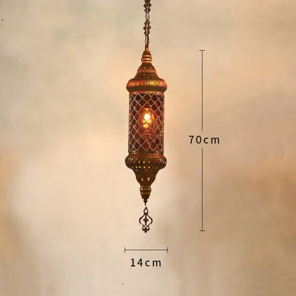 lustre industriel rétro en fer et verre coloré pour établissements asiatiques