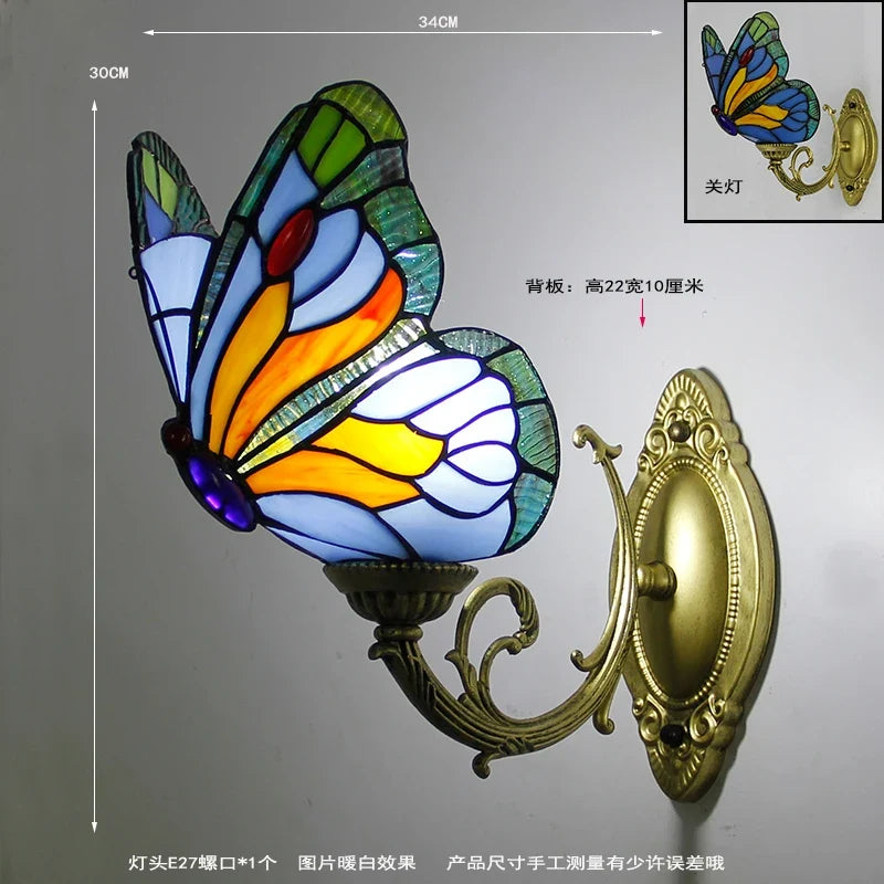 applique murale tiffany papillon décor méditerranéen vitrail miroir