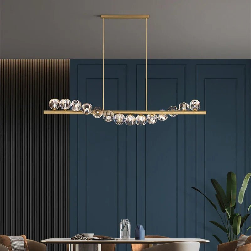 lustre moderne en cristal cuivre avec éclairage réglable