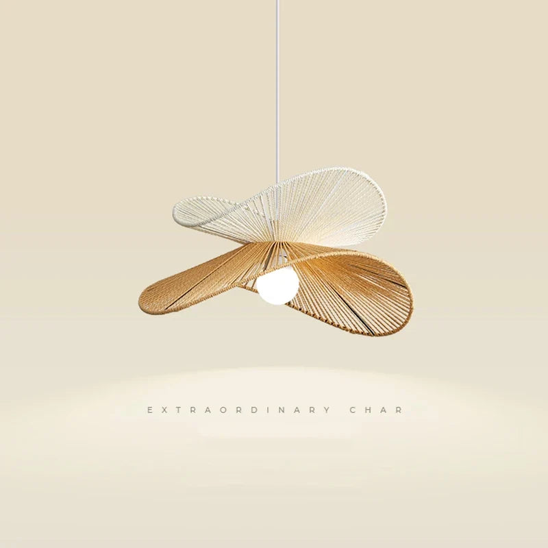 suspension japonaise tressée à la main luminaire décoratif en bois