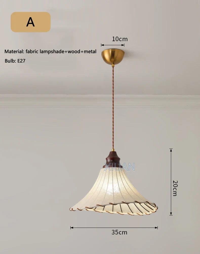 lustre suspendu rétro wabi-sabi en lin pour décoration médiévale