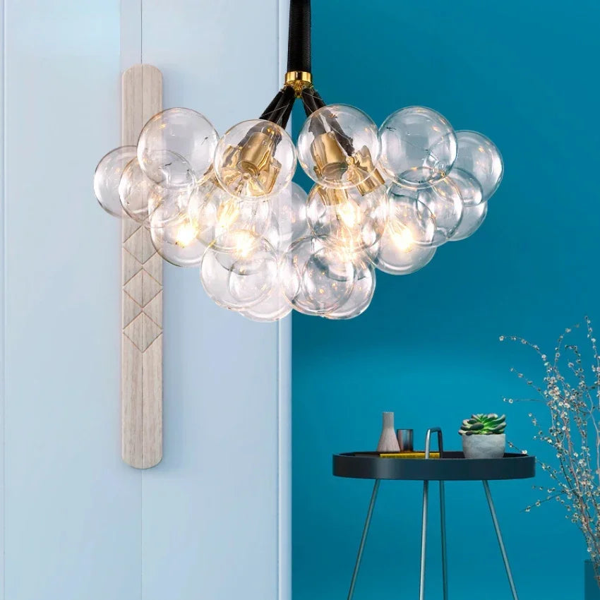 lustre moderne en verre à bulles pour décoration intérieure