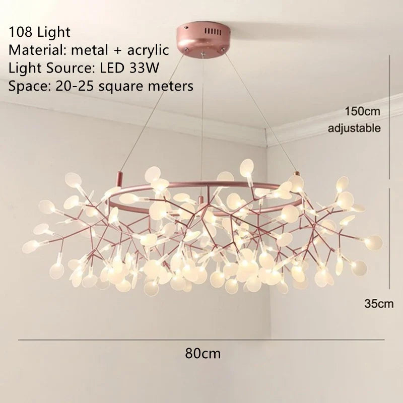 lustre led moderne avec branches rondes pour suspension