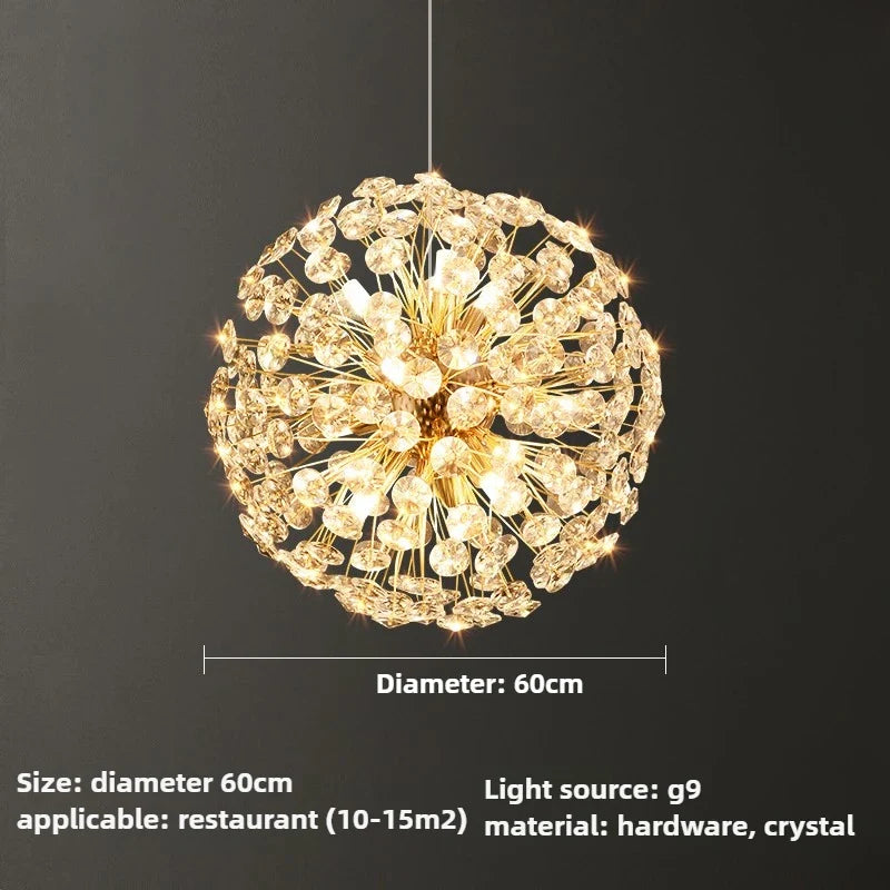 lustre en cristal moderne en forme de pissenlit créatif et atmosphérique