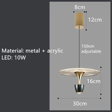 suspension led rond acrylique avec cordon réglable