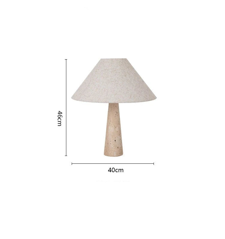 Off White Stone Table Lamp Fabric Shade Desk Light with Changeable Bulb