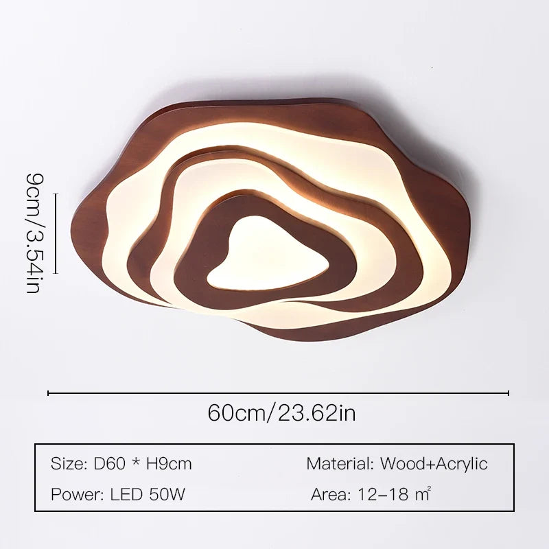 lustre led moderne en bois pour chalet loft intelligent