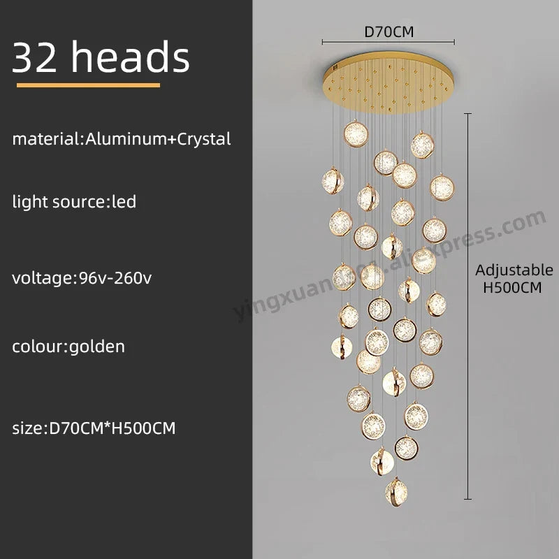 lustre rotatif design nordique en cristal pour éclairage intérieur