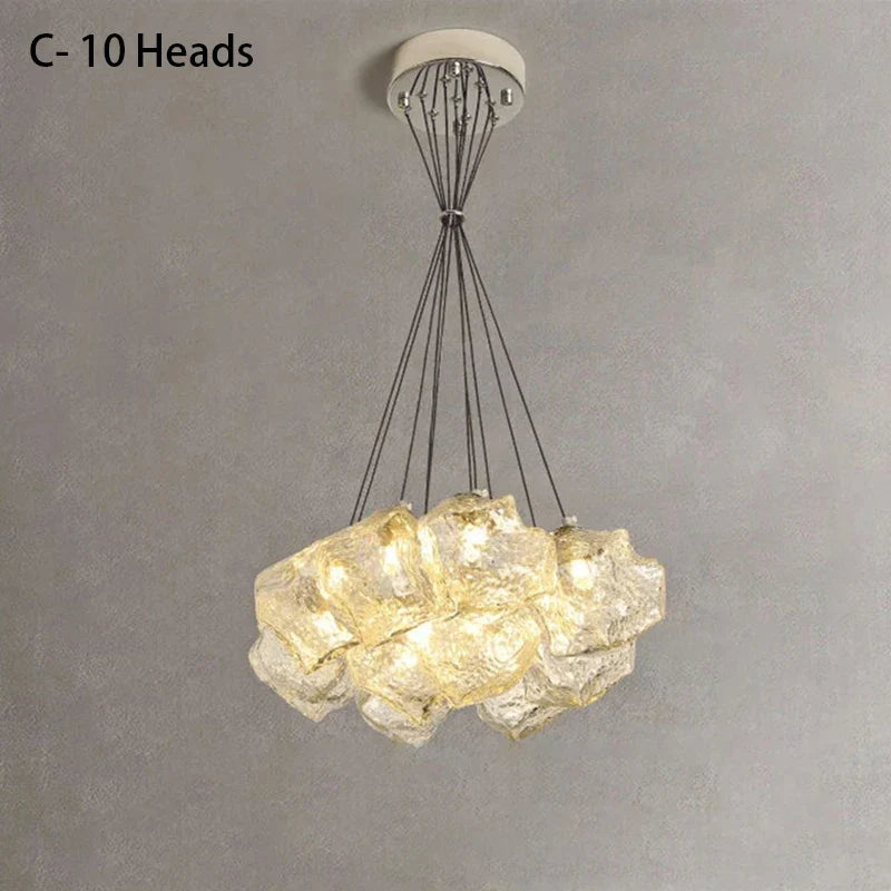 Lava Ice Cube Walnut Glass Bedside Chandelier, Lava Glass Table Lamp for Hallway Entry Bedroom Living Room Lighting  Home Light