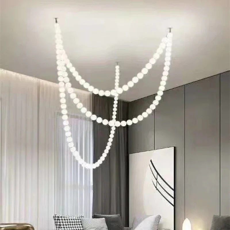 lustre led créatif nordique en forme de haricots magiques double couche