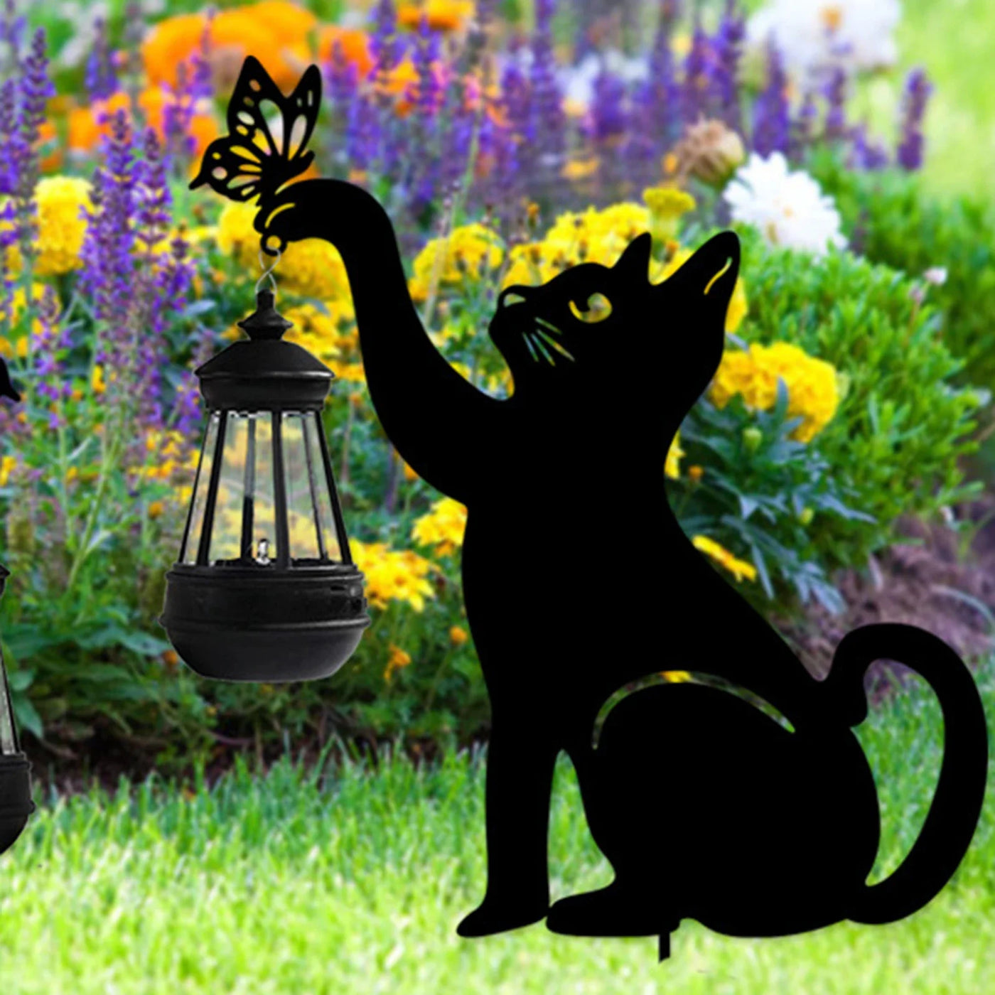 lanterne solaire suspendue silhouette de chat décorative étanche multifonctionnelle