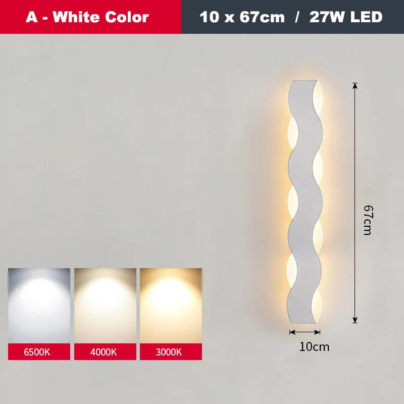 Applique murale LED moderne en forme de vague pour couloir intérieur