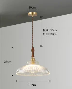 lustre rétro en cuivre avec verre pour décoration intérieure