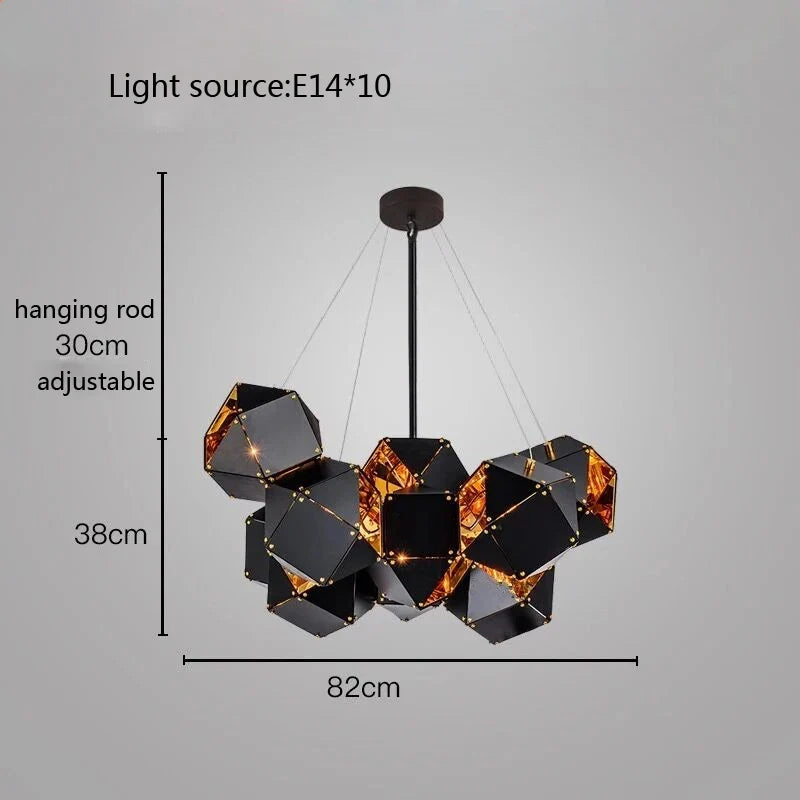 suspension led cube art déco style assorti 	 saison