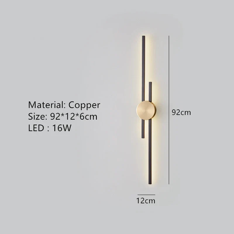 applique murale led minimaliste en laiton pour restaurant