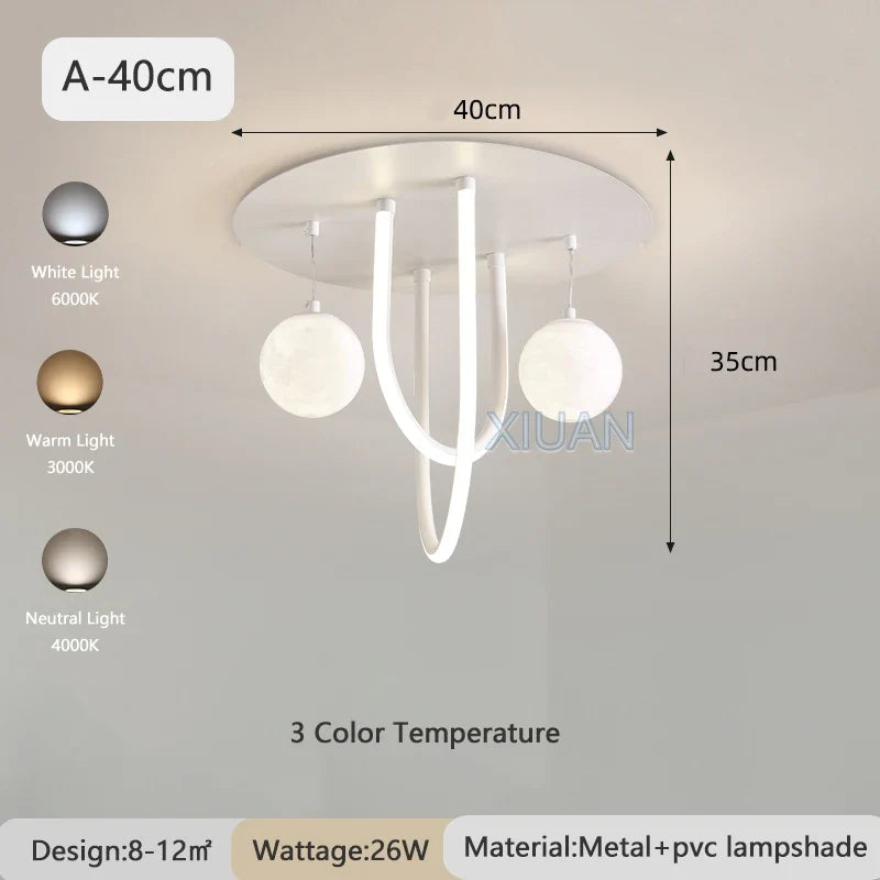 lustre design 3d led lune boule ronde suspension intérieur