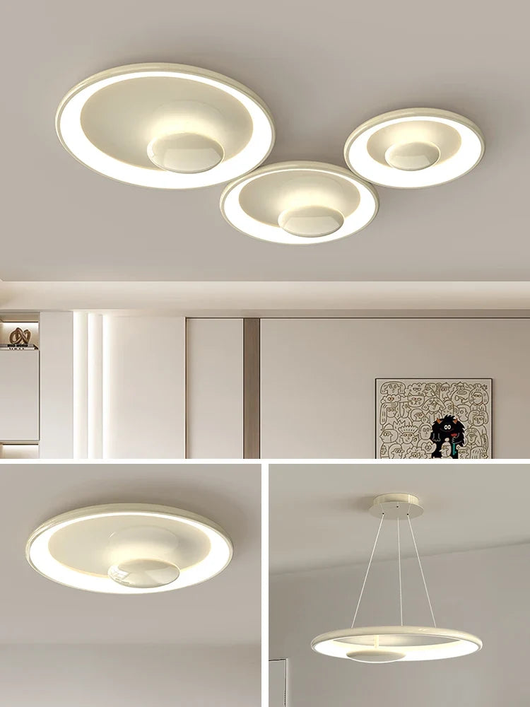 plafonnier led rond style crème variable avec télécommande