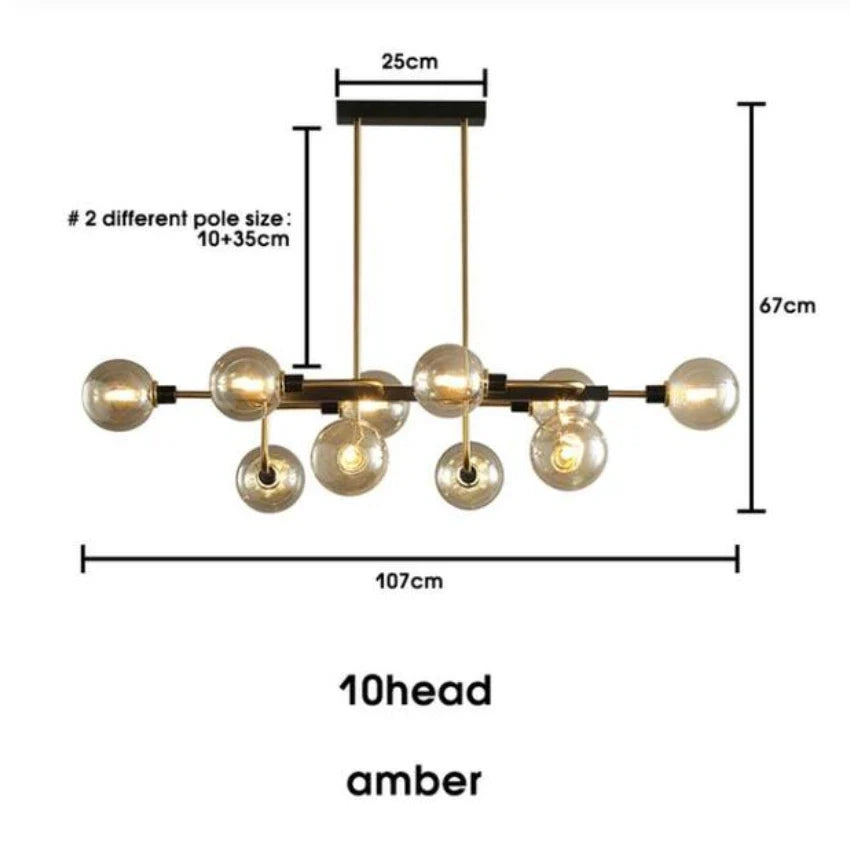 lustre moderne en verre design avec bulles LED décoratif