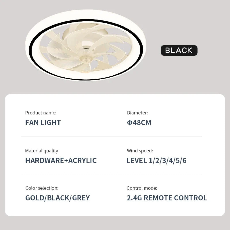 ventilateur intelligent avec lumières et télécommande décoratif