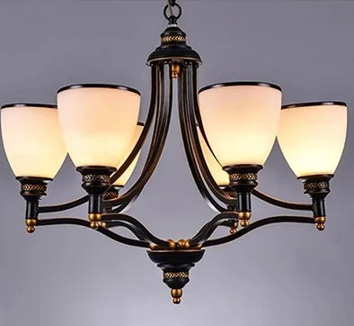 lustre vintage en fer et bronze style loft avec abat jour en verre