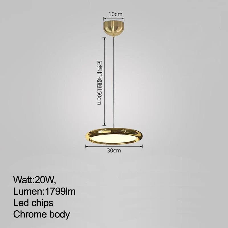 suspension à led minimaliste moderne design luxe ronde avec gradation