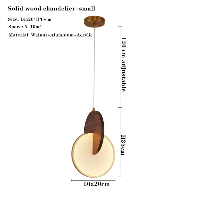 Walnut Chandelier For Bedroom Bedside Restaurant Wooden Kitchen Furniture Hanging Lamp Home Decor Factory Dropship Store