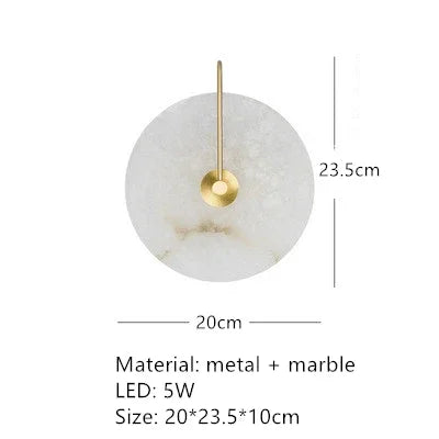 applique murale led dorée en métal et marbre naturel pour éclairage moderne