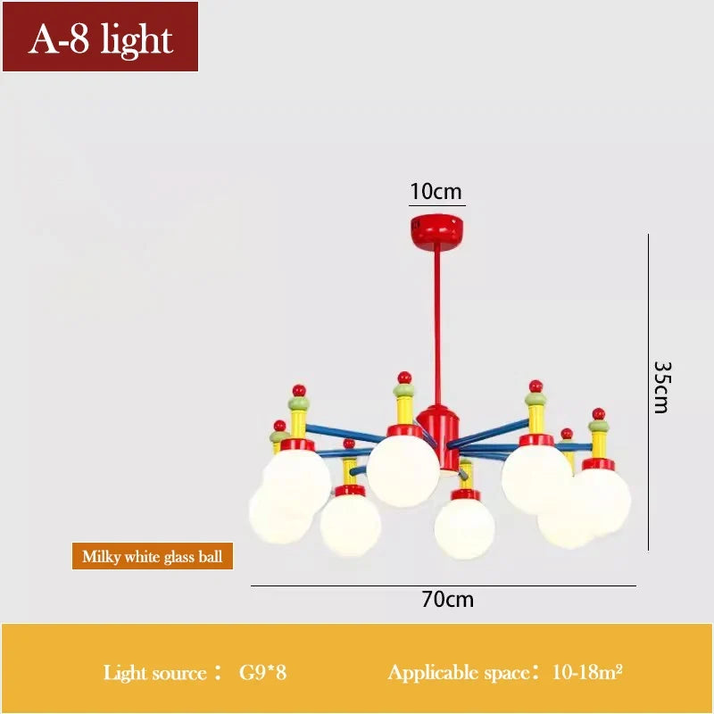 lustre coloré en verre pour chambre d'enfant princesse