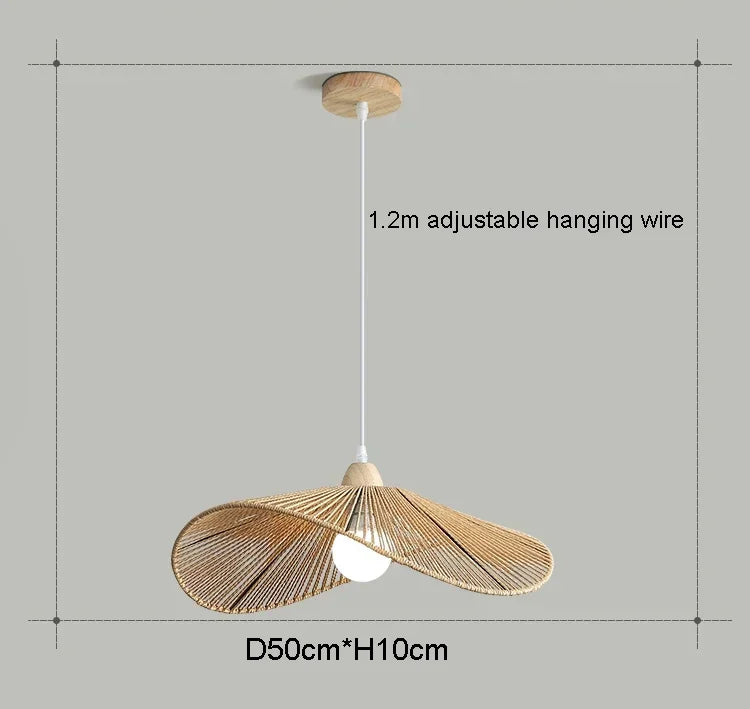 lampe de restaurant en rotin style wabi-sabi rétro zen